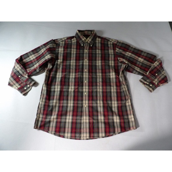 Jos. A Banks Travelers Collections Large Mens Shirt Plaid Oxford DadCore Grandpa - Picture 2 of 10